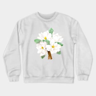 white magnolia bouquet flowers  ink and watercolor Crewneck Sweatshirt